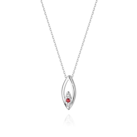Przejdź do produktu Naszyjnik z białego złota z rubinem i diamentami 0,03ct The Diamonds 