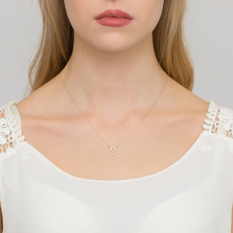 Naszyjnik z żółtego złota z diamentami 0,015ct The Diamonds BC-33