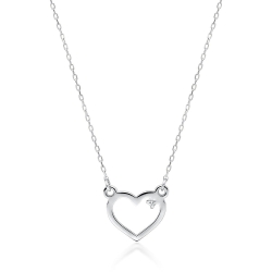 Naszyjnik z białego złota z diamentem 0,005ct serce The Diamonds BC-34-b