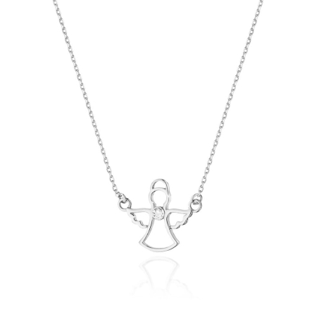 Przejdź do produktu Naszyjnik z białego złota z diamentem 0,0145ct aniołek The Diamonds 