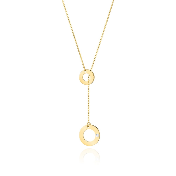 Naszyjnik krawatka z żółtego złota z diamentem 0,0145ct The Diamonds BC-45
