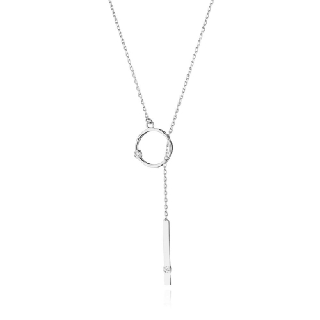 Przejdź do produktu Naszyjnik krawatka z białego złota z diamentami 0,029ct The Diamonds