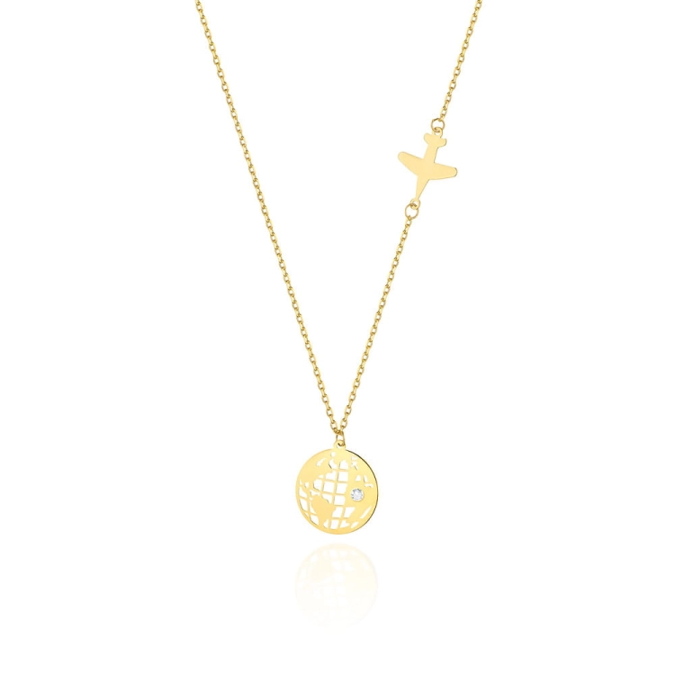 Naszyjnik z żółtego złota z diamentem 0,005ct The Diamonds BC-56