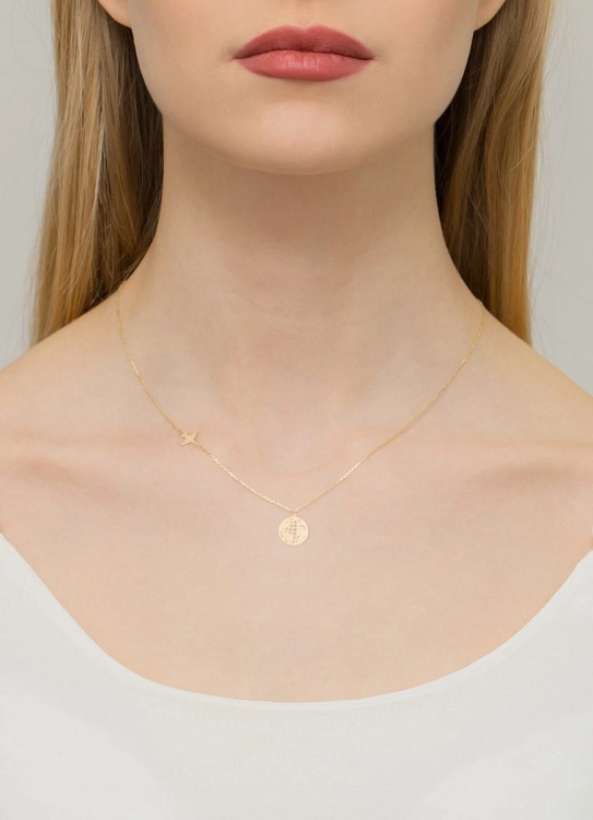 Naszyjnik z żółtego złota z diamentem 0,005ct The Diamonds BC-56