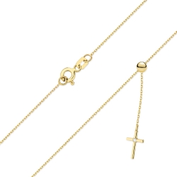 Naszyjnik z żółtego złota z diamentem 0,0145ct krzyżyk The Diamonds BC-65