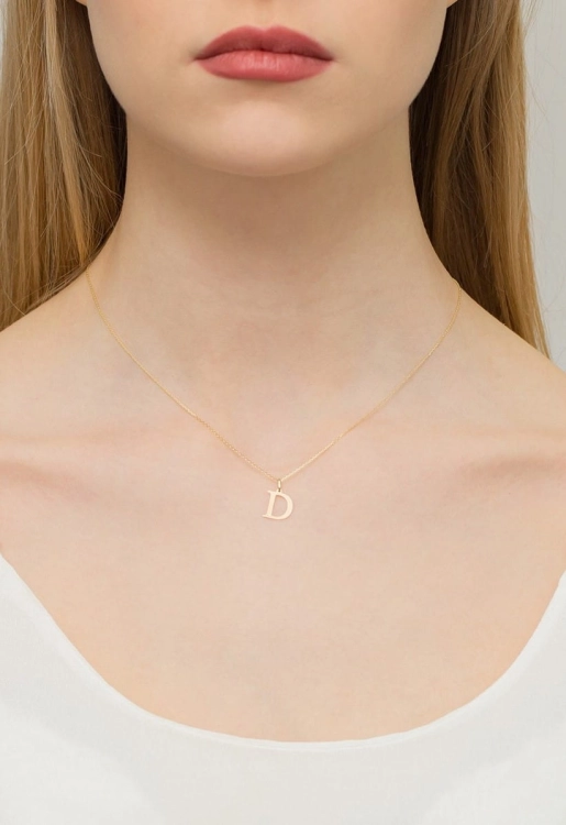 Naszyjnik z żółtego złota z diamentem 0,005ct mała literka D The Diamonds BC-69-mała-D