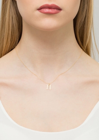 Przejdź do produktu Naszyjnik z żółtego złota z diamentem 0,005ct mała literka H The Diamonds