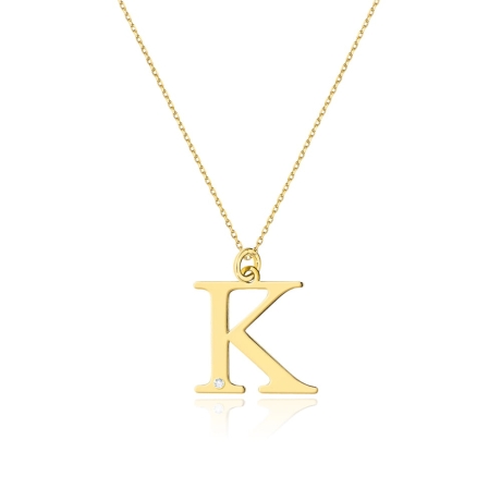 Przejdź do produktu Naszyjnik z żółtego złota z diamentem 0,005ct mała literka K The Diamonds