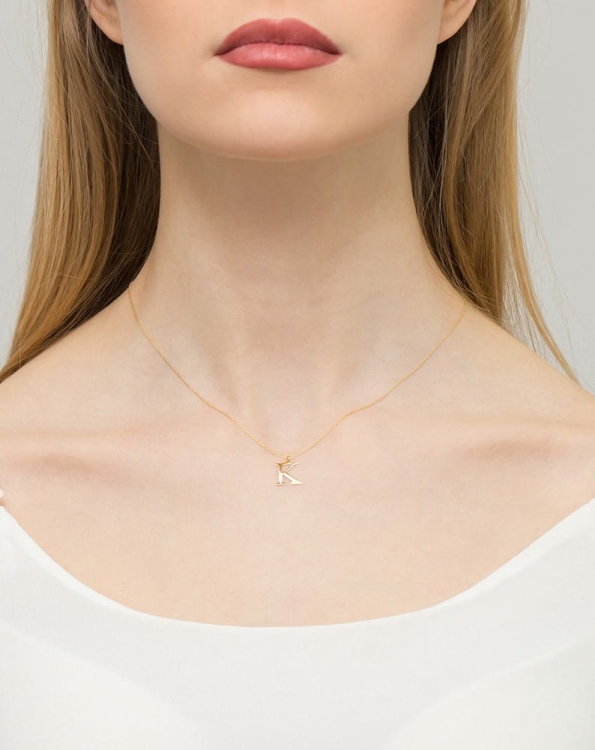 Naszyjnik z żółtego złota z diamentem 0,005ct mała literka K The Diamonds BC-69-mała-K