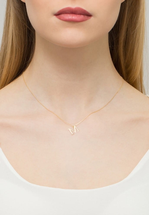 Naszyjnik z żółtego złota z diamentem 0,005ct mała literka M The Diamonds BC-69-mała-M