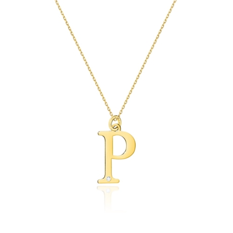 Przejdź do produktu Naszyjnik z żółtego złota z diamentem 0,005ct mała literka P The Diamonds