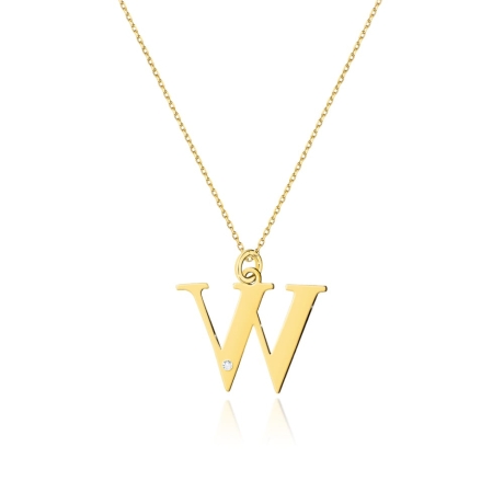 Przejdź do produktu Naszyjnik z żółtego złota z diamentem 0,005ct mała literka W The Diamonds