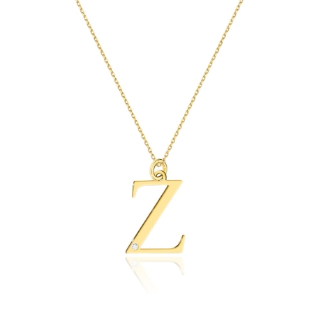 Przejdź do produktu Naszyjnik z żółtego złota z diamentem 0,005ct mała literka Z The Diamonds