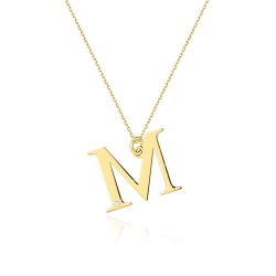 Naszyjnik z żółtego złota z diamentem 0,005ct duża litera M The Diamonds BC-70-M