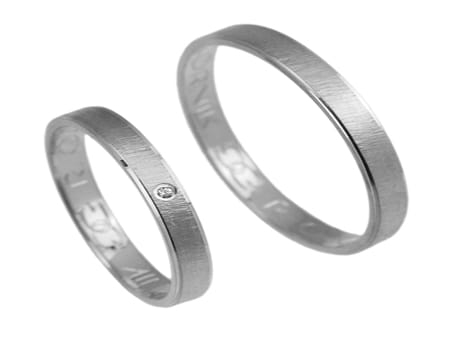Obrączki ślubne z białego złota płaskie z cyrkonią 3mm Remember R040-b
