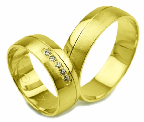 Przejdź do produktu Obrączki ślubne z żółtego złota półokrągłe z cyrkoniami 6mm Glamour