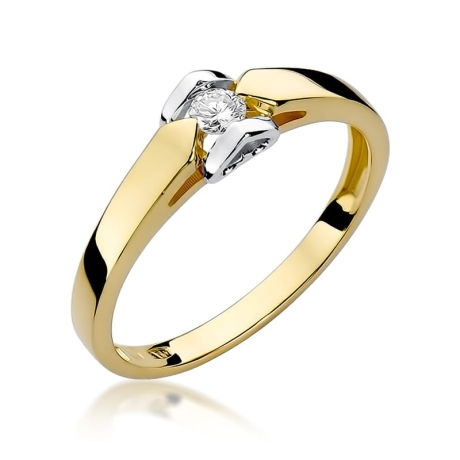 Przejdź do produktu Pierścionek zaręczynowy z żółtego złota z diamentem 0,09ct Fire Of Love