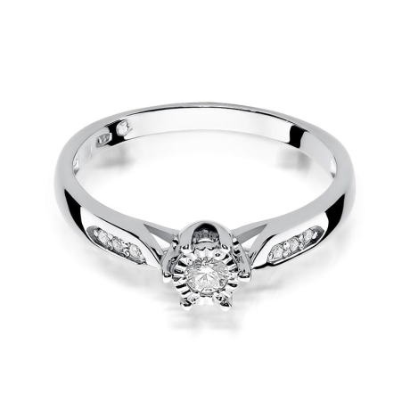 Przejdź do produktu Pierścionek zaręczynowy z białego złota z diamentami 0,11ct Fire Of Love 