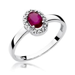 Pierścionek zaręczynowy z białego złota z rubinem i diamentami 0,08ct Fire Of Love  BW-330-rubin-b