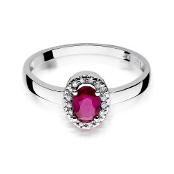 Pierścionek zaręczynowy z białego złota z rubinem i diamentami 0,08ct Fire Of Love  BW-330-rubin-b