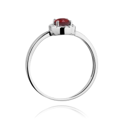 Pierścionek zaręczynowy z białego złota z rubinem i diamentami 0,08ct Fire Of Love  BW-330-rubin-b