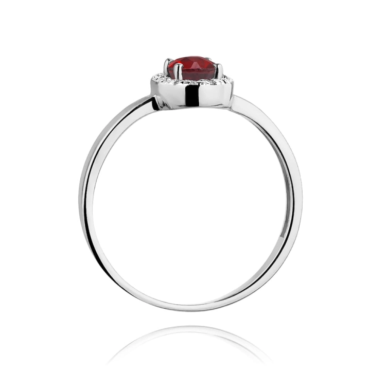 Pierścionek zaręczynowy z białego złota z rubinem i diamentami 0,08ct Fire Of Love  BW-330-rubin-b