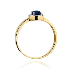 Pierścionek zaręczynowy z żółtego złota z szafirem i diamentami 0,08ct Fire Of Love BW-330-szafir
