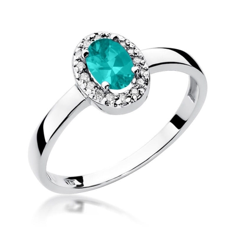 Przejdź do produktu Pierścionek zaręczynowy z białego złota z szmaragdem i diamentami 0,08ct Fire Of Love 