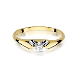 Pierścionek zaręczynowy z żółtego złota z diamentem 0,10ct Fire Of Love BW-331