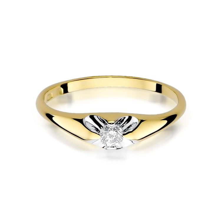 Pierścionek zaręczynowy z żółtego złota z diamentem 0,10ct Fire Of Love BW-331