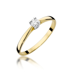 Pierścionek zaręczynowy z żółtego złota z diamentem 0,15ct Fire Of Love BW-335