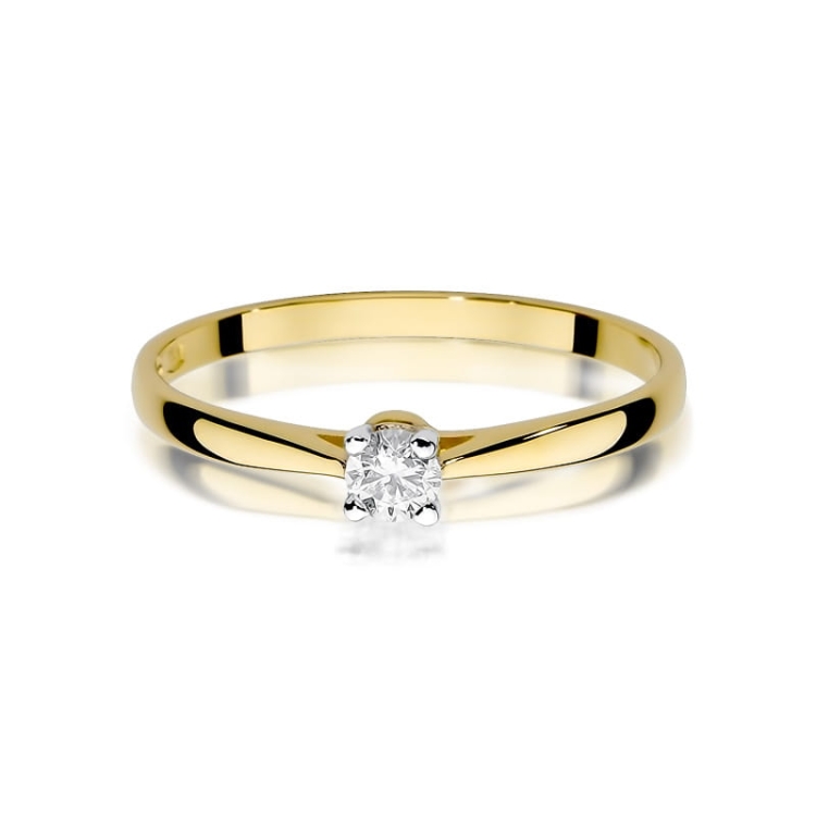Pierścionek zaręczynowy z żółtego złota z diamentem 0,15ct Fire Of Love BW-335