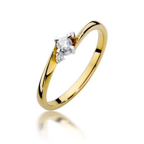 Przejdź do produktu Pierścionek zaręczynowy z żółtego złota z diamentami 0,12ct Fire Of Love