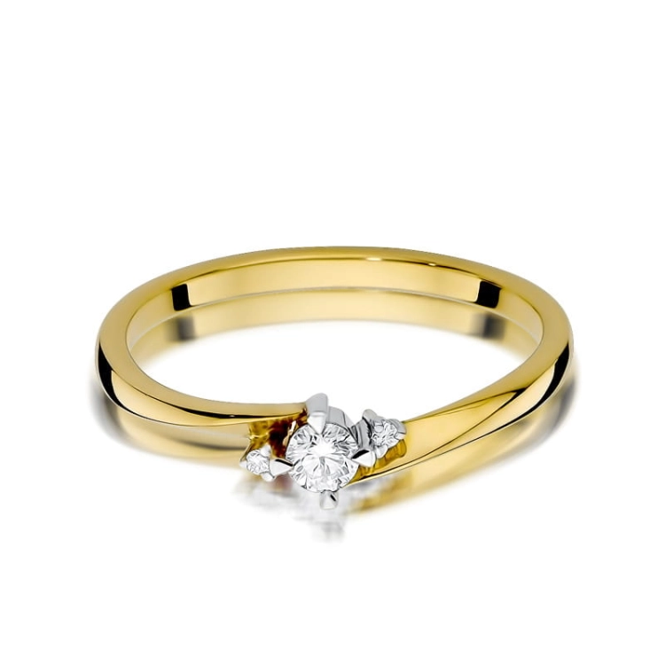 Pierścionek zaręczynowy z żółtego złota z diamentami 0,12ct Fire Of Love BW-346-0,12ct