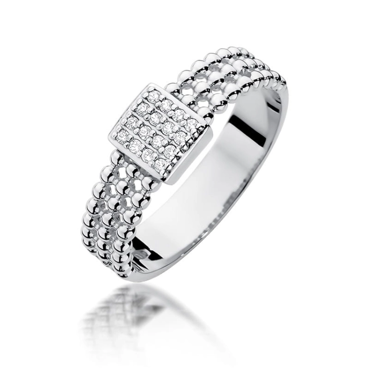 Pierścionek zaręczynowy z białego złota z diamentami 0,08ct Fire Of Love BW-353-b