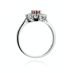Pierścionek zaręczynowy z białego złota z rubinem i diamentami 0,10ct Fire Of Love BW-354-rubin-b