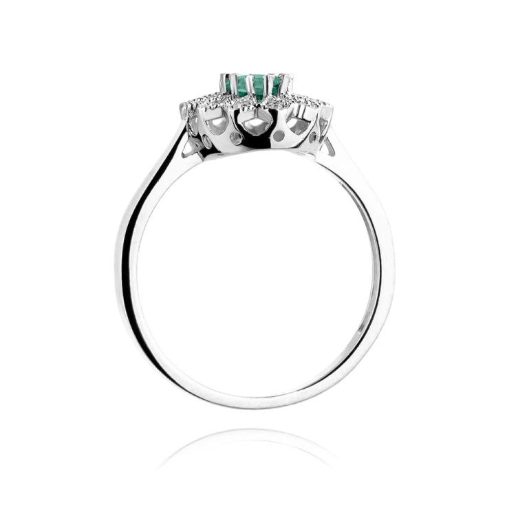 Pierścionek zaręczynowy z białego złota z szmaragdem i diamentami 0,10ct Fire Of Love BW-354-szmaragd-b