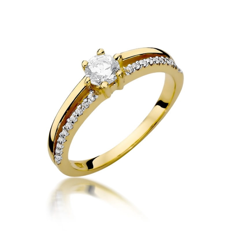 Pierścionek zaręczynowy z żółtego złota z diamentami 0,40ct Fire Of Love BW-355