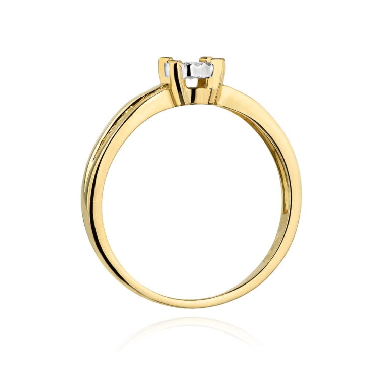 Pierścionek zaręczynowy z żółtego złota z diamentem 0,08ct Fire Of Love BW-360
