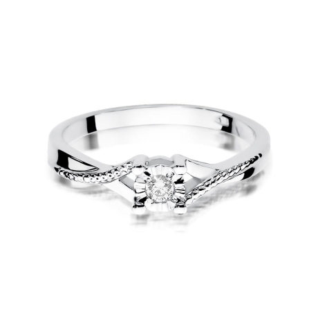 Przejdź do produktu Pierścionek zaręczynowy z białego złota z diamentem 0,08ct Fire Of Love 
