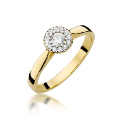 Pierścionek zaręczynowy z żółtego złota z diamentami 0,22ct Fire Of Love BW-362