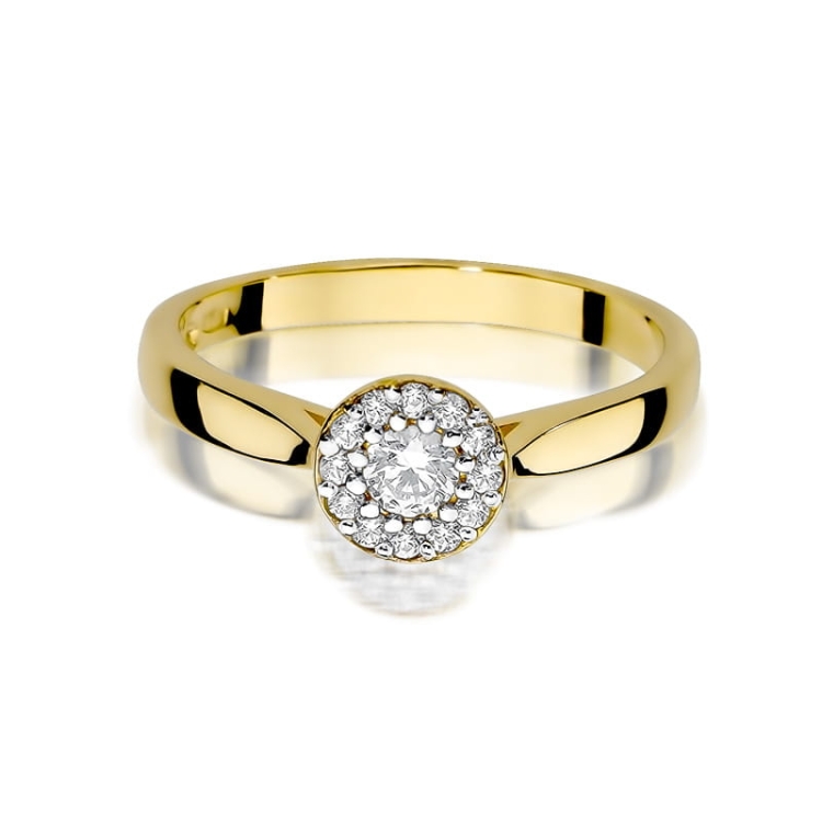 Pierścionek zaręczynowy z żółtego złota z diamentami 0,22ct Fire Of Love BW-362
