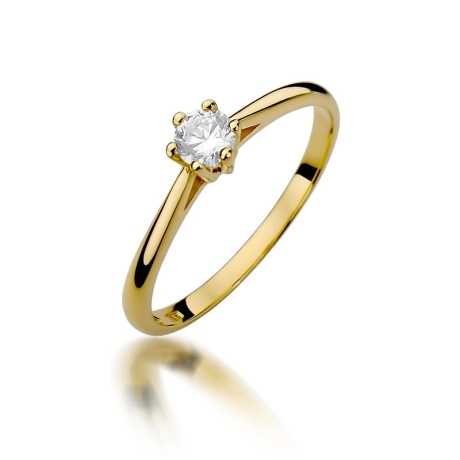 Przejdź do produktu Pierścionek zaręczynowy z żółtego złota z diamentem 0,15ct Fire Of Love 