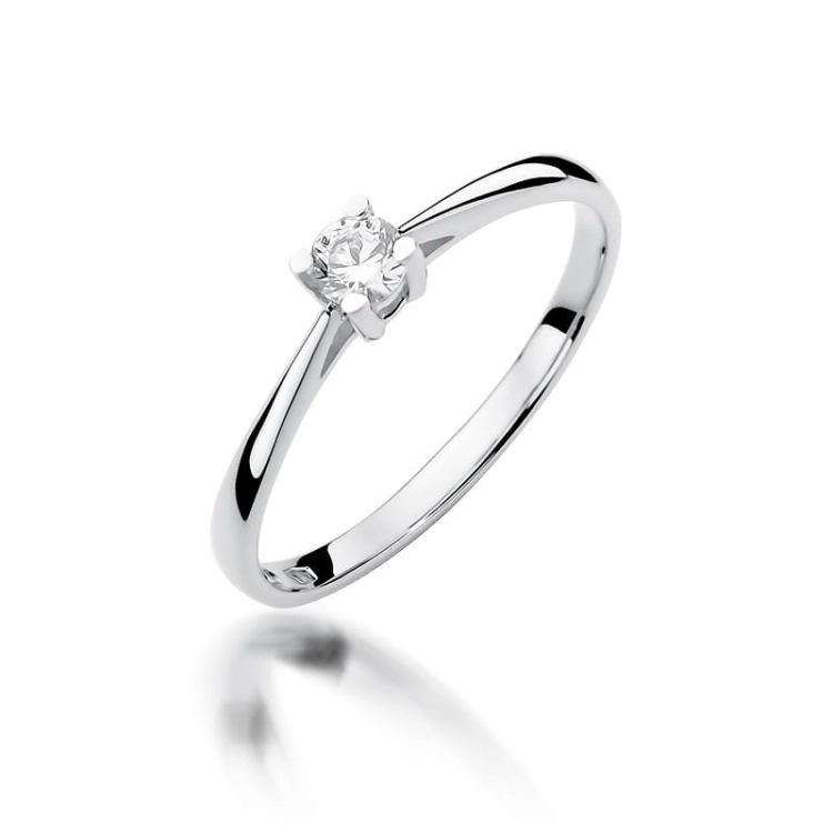 Pierścionek zaręczynowy z białego złota z diamentem 0,15ct Fire Of Love BW-367-b