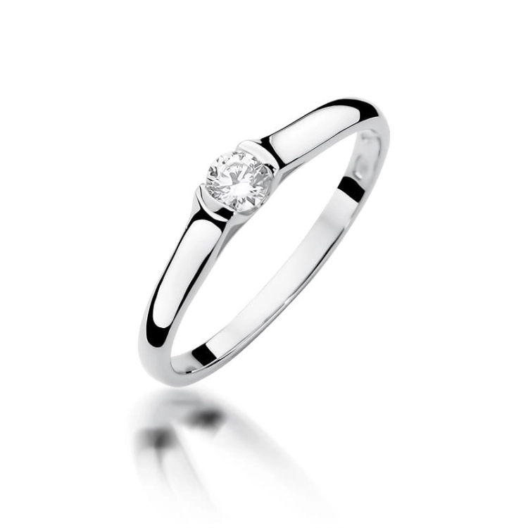 Pierścionek zaręczynowy z białego złota z diamentem 0,15ct Fire Of Love BW-369-b