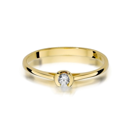 Przejdź do produktu Pierścionek zaręczynowy z żółtego złota z diamentem 0,09ct Fire Of Love