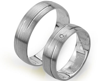 Obrączki ślubne z białego złota półokrągłe z cyrkonią 6mm Always A023-b