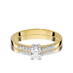Pierścionek zaręczynowy z żółtego złota z diamentami 0,22ct Fire Of Love BW-382