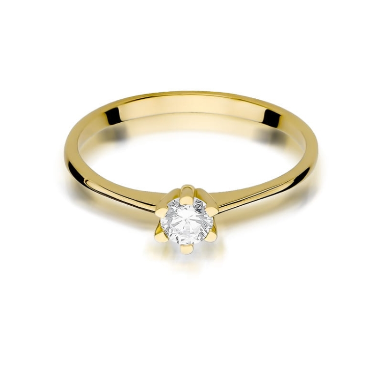 Pierścionek zaręczynowy z żółtego złota z diamentem 0,23ct Fire Of Love BW-387