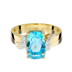 Pierścionek zaręczynowy z żółtego złota z topazem i diamentami 0,01ct Fire Of Love BW-400